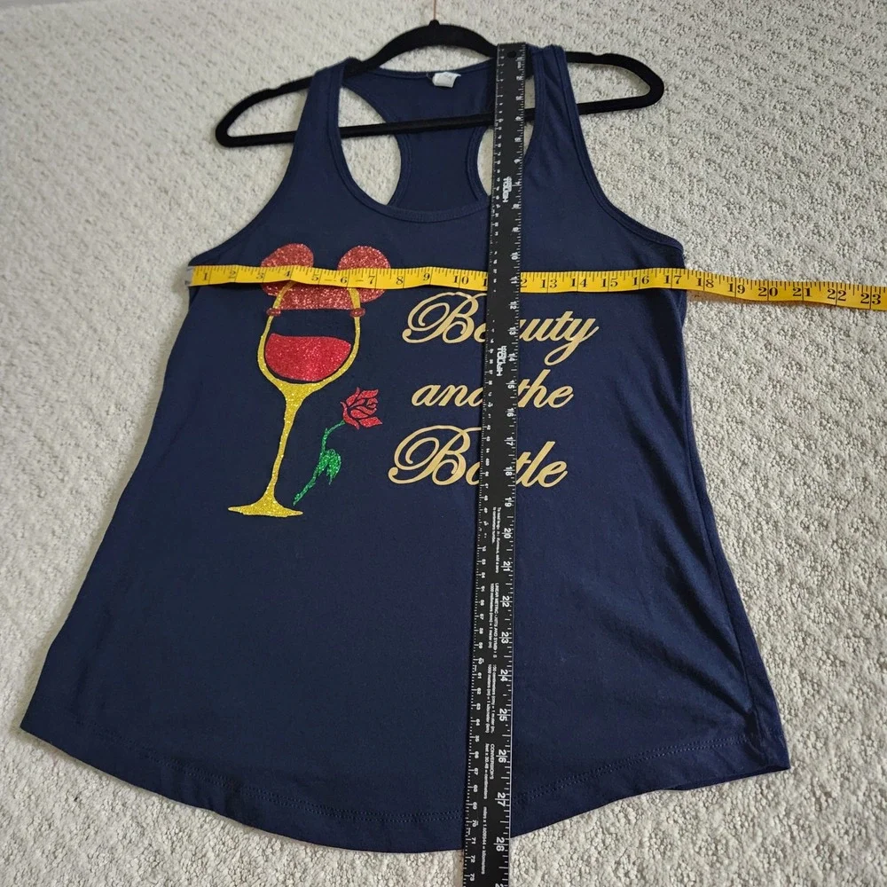 Beauty and the Bottle Navy Blue Disney Wine Racerback Tank Top size XL - Picture 4 of 8